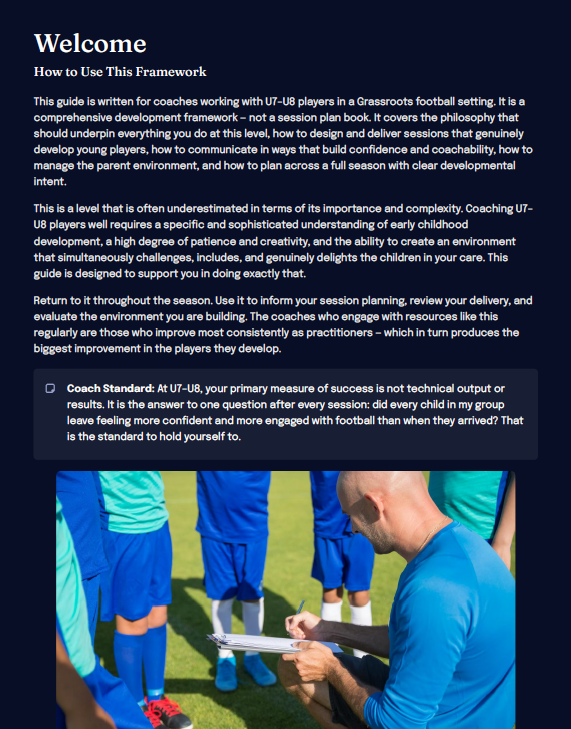 U7–U8 Grassroots Football Development Framework (Coaches)
