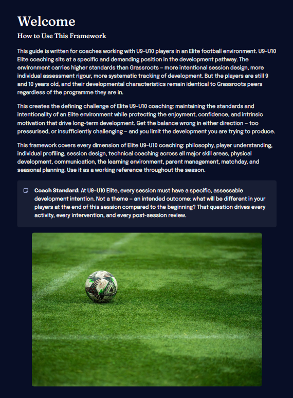 U9–U10 Elite Football Development Framework (Coaches)