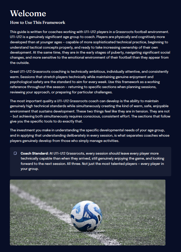 U11–U12 Grassroots Football Development Framework (Coaches)