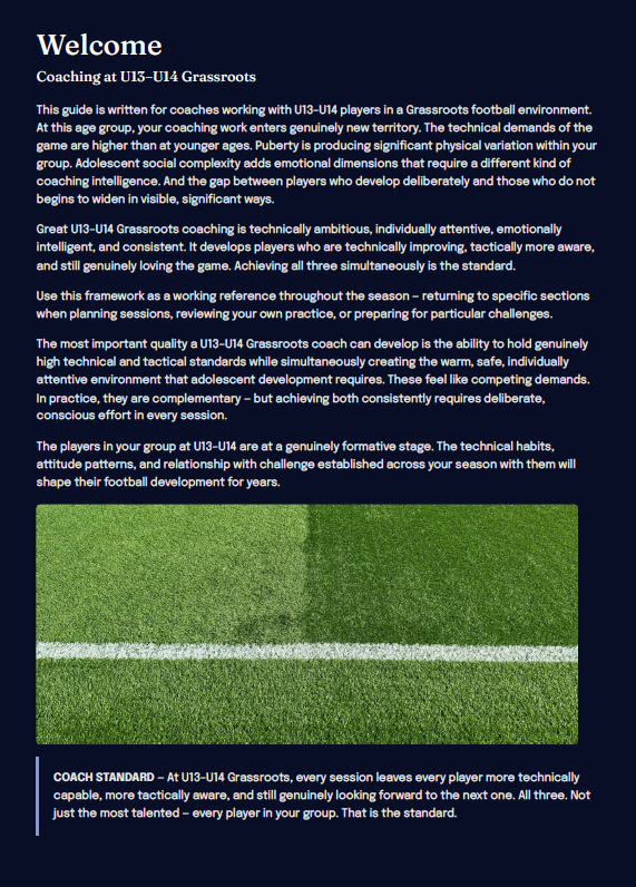 U13–U14 Grassroots Football Development Framework (Coaches)