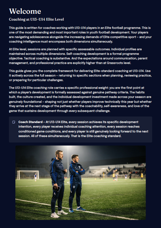 U13–U14 Elite Football Development Framework (Coaches)
