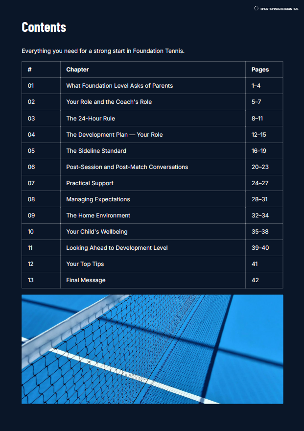 U7-U8 Tennis Foundation Parent Guide